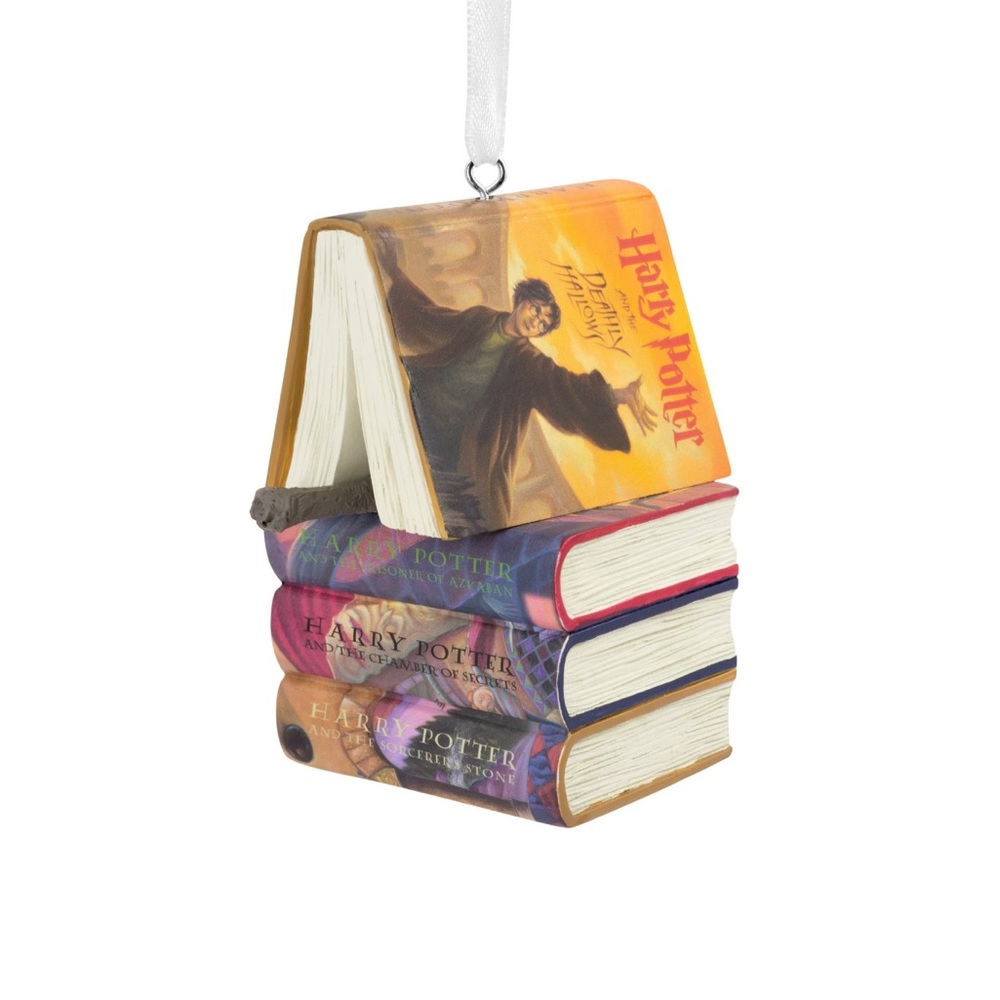 NWT Harry Potter Stacked Books and Wand Hallmark Christmas Ornament